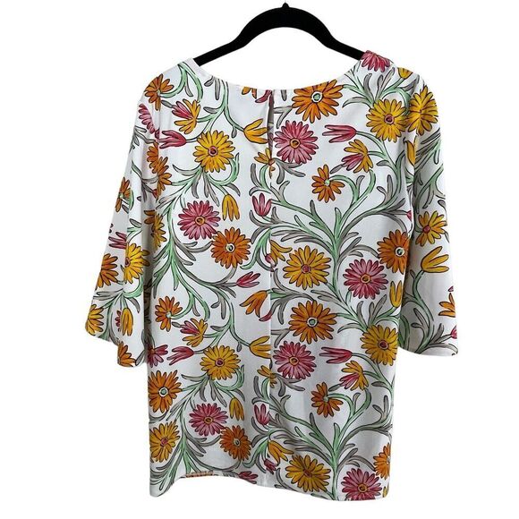Ann Taylor Factory Blouse Women's Size M Boat Neck Floral Bell Sleeve Blouse - Picture 3 of 5
